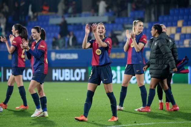 Sport Bilder des Tages Jubel bei Barcelona, ESP, FC Barcelona, Barca - VfL Wolfsburg, Fussball, Champions-League der Frauen, Viertelfinale, Rueckspiel, Saison 2024 2025, 27.03.2025 ESP, FC Barcelona - VfL Wolfsburg, Fussball, Champions-League der Frauen, Viertelfinale, Rueckspiel, Saison 2024 2025, 27.03.2025 Barcelona Copyright: xEibner-Pressefoto JoergxNiebergax EP_JNL