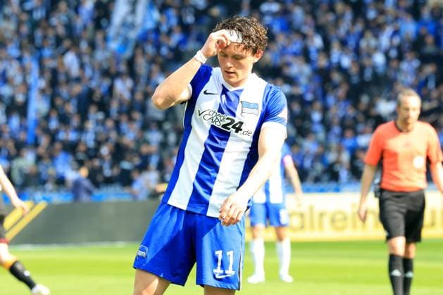 DEU, DFL, 2. FBL, Hertha BSC vs. Karlsruher SC, 29.03.2025, Berliner Olympiastadion, Berlin, DEU, DFL, 2. FBL, Hertha BSC vs. Karlsruher SC, im Bild Fabian Reese (Hertha BSC Berlin 11) DFL - regulations prohibit any use of Photographs as image sequences and or quasi-video Foto: Juergen Engler nordphoto GmbH