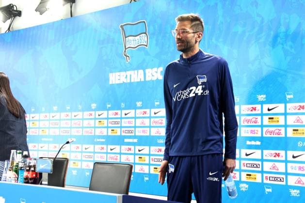 DEU, DFL, 2. FBL Hertha BSC, PK, 03.04.2025, Sportforum, Berlin, DEU, DFL, 2. FBL Hertha BSC, PK, im Bild Co-Trainer Andre Mijatovic (Hertha BSC Berlin) DFL - regulations prohibit any use of Photographs as image sequences and or quasi-video Foto: Juergen Engler nordphoto GmbH