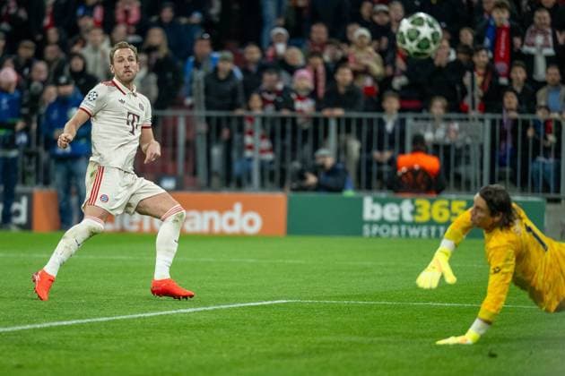 Harry Kane (FC Bayern Muenchen, 09), Yann Sommer (Inter Mailand, 01), GER, FC Bayern Muenchen vs. Inter Mailand, Fussball, UEFA, Champions League, Viertlfinale, Hinspiel, Spielzeit 2024 2025, 08.04.2025, GER, FC Bayern Muenchen vs. Inter Mailand, Fussball, UEFA, Champions League, Viertlfinale, Hinspiel, Spielzeit 2024 2025, 08.04.2025 Muenchen Copyright: xEibner-Pressefotox EP_EER