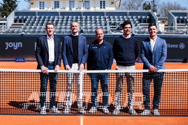 Sport Bilder des Tages BMW Open München ATP, Tennis Herren 500: Eröffnungspressekonferenz; 11.04.2025 Gruppenfoto Patrik Kühnen, Turnierdirektor BMW Open by Bitpanda, Christian Ach, Leiter BMW Deutschland, Christian Okon, Veranstalter MMP Event, Dr. Fabian Tross, Vorsitzender MTTC Iphitos und Mischa Zverev, Turnierdirektor Allianz Para Trophy BMW Open by Bitpanda München ATP 500: Eröffnungspressekonferenz, München, MTTC Iphitos am 11.04.2025 Copyright: xBEAUTIFULxSPORTS Wunderlx