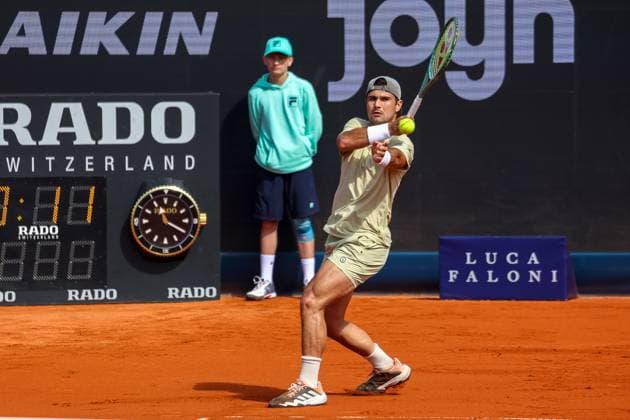 Marcos Giron (USA), GER, BMW Open by Bitpanda, Miomir Kecmanovic (Serbien) vs. Marcos Giron (USA), Tennis, ATP, Tennis Herren 500, Herren, 14.04.2025, GER, BMW Open by Bitpanda, Miomir Kecmanovic (Serbien) vs. Marcos Giron (USA), Tennis, ATP 500, Herren, 14.04.2025 Muenchen Copyright: xEibner-Pressefoto JennixMaulx EP_JML