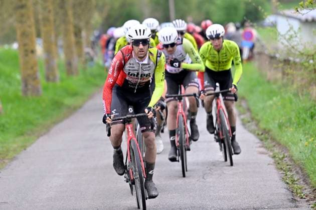 Ronde van Limburg 2025 - Men Elite TONGEREN, BELGIUM - APRIL 16 : riders of Intermarche - Wanty leading the peloton pictured during the 77th edition of the Ronde van Limburg, an UCI Individual Road cycling, Rad, Radsport, Strasse race with start in Hasselt and finish in Tongeren after 178,6 km, organized by Flanders Classics on April 16, 2025 in Tongeren, Belgium, 16 04 2025 Tongeren Belgium Copyright: xJanxDexMeuleneirx