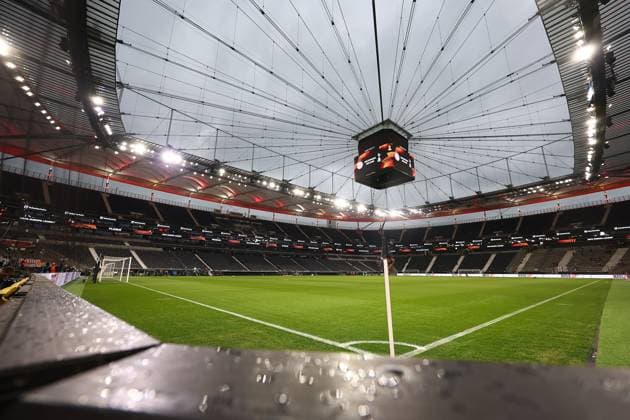 A general view of the Eintracht Frankfurt stadium Eintracht Frankfurt v Tottenham Hotspur, UEFA Europa League, Quarter Final, Second Leg, Football, Deutsche Bank Park, Frankfurt, Germany - 17 Apr 2025 EDITORIAL USE ONLY No use with unauthorised audio, video, data, fixture lists, club league logos or live services. Online in-match use limited to 120 images, no video emulation. No use in betting, games or single club league player publications. Copyright: xMichaelxZemanek Shutterstockx 15253955a