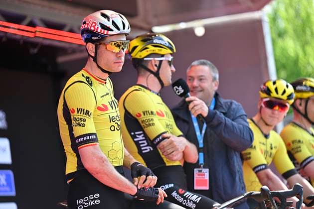 Brabantse Pijl 2025 cycling race OVERIJSE, BELGIUM - APRIL 18 : Van Aert Wout (BEL) of Team Visma - Lease a Bike pictured during the 65th edition of the Brabantse Pijl, an UCI individual Road cycling, Rad, Radsport, Strasse race with start in Beersel and finish in Overijse after 162,6 km, organized by Flanders Classics on April 18, 2025 in Overijse, Belgium, 18 04 2025 Overijse Belgium Copyright: xJanxDexMeuleneirx