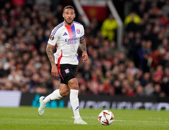 Manchester, England, 17th April 2025. Corentin Tolisso of Olympique Lyonnais during the Manchester United, ManU vs Olympique Lyonnais Quarter Final 2nd Leg UEFA Europa League match at Old Trafford, Manchester. Picture credit should read: Andrew Yates Sportimage EDITORIAL USE ONLY. No use with unauthorised audio, video, data, fixture lists, club league logos or live services. Online in-match use limited to 120 images, no video emulation. No use in betting, games or single club league player publications. SPI_234_AY_MANCHESTER_UNITED_V_OLYMPIQUE_LYONNAIS SPI-3844-0147