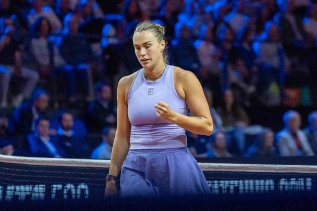 Aryna Sabalenka ballt die Faust nach einem Punktgewinn, Aryna Sabalenka vs. Elise Mertens, Tennis, Porsche Tennis Grand Prix, Center Court, Einzel Frauen, Viertelfinale, Spielzeit 2025, 19.04.2025, Aryna Sabalenka vs. Elise Mertens, Tennis, Porsche Tennis Grand Prix, Center Court, Einzel Frauen, Viertelfinale, Spielzeit 2025, 19.04.2025, Stuttgart Copyright: xEibner-Pressefoto EdwardxCheungx EP_ECG