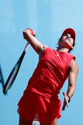 April 23, 2025, Madrid, Madrid, SPAIN: Carlota Martinez Cirez of Spain in action against Maya Joint of Australia during the Mutua Madrid Open 2025, ATP, Tennis Herren Masters 1000 and WTA, Tennis Damen 1000, tennis tournament celebrated at Caja Magica on April 23, 2025 in Madrid, Spain. Madrid SPAIN - ZUMAa181 20250423_zaa_a181_073 Copyright: xDennisxAgyemanx