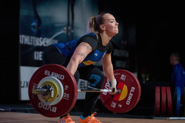 Milena Thiele (AV 03 Speyer) Reissen GER, Deutsche Mannschaftsmeisterschaft Gewichtheben, Bundesliga-Finale im Gewichtheben, Deutsche Mannschaftsmeisterschaft, 1. Bundesliga, Saison 2024 2025, 26.04.2025 GER, Deutsche Mannschaftsmeisterschaft Gewichtheben, Bundesliga-Finale im Gewichtheben, Deutsche Mannschaftsmeisterschaft, 1. Bundesliga, Saison 2024 2025, 26.04.2025 Heidelberg