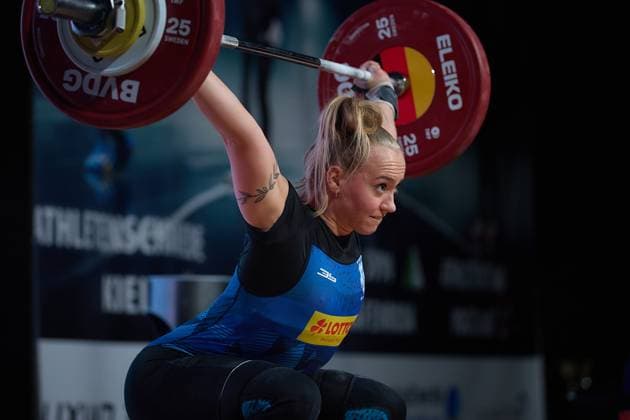 Milena Thiele (AV 03 Speyer) Reissen GER, Deutsche Mannschaftsmeisterschaft Gewichtheben, Bundesliga-Finale im Gewichtheben, Deutsche Mannschaftsmeisterschaft, 1. Bundesliga, Saison 2024 2025, 26.04.2025 GER, Deutsche Mannschaftsmeisterschaft Gewichtheben, Bundesliga-Finale im Gewichtheben, Deutsche Mannschaftsmeisterschaft, 1. Bundesliga, Saison 2024 2025, 26.04.2025 Heidelberg