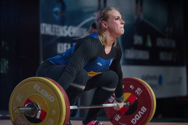 Lisa Marie Schweizer (AV 03 Speyer) Reissen GER, Deutsche Mannschaftsmeisterschaft Gewichtheben, Bundesliga-Finale im Gewichtheben, Deutsche Mannschaftsmeisterschaft, 1. Bundesliga, Saison 2024 2025, 26.04.2025 GER, Deutsche Mannschaftsmeisterschaft Gewichtheben, Bundesliga-Finale im Gewichtheben, Deutsche Mannschaftsmeisterschaft, 1. Bundesliga, Saison 2024 2025, 26.04.2025 Heidelberg