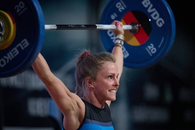 Elisabeth Thiele (Chemnitzer AC) Reissen GER, Deutsche Mannschaftsmeisterschaft Gewichtheben, Bundesliga-Finale im Gewichtheben, Deutsche Mannschaftsmeisterschaft, 1. Bundesliga, Saison 2024 2025, 26.04.2025 GER, Deutsche Mannschaftsmeisterschaft Gewichtheben, Bundesliga-Finale im Gewichtheben, Deutsche Mannschaftsmeisterschaft, 1. Bundesliga, Saison 2024 2025, 26.04.2025 Heidelberg