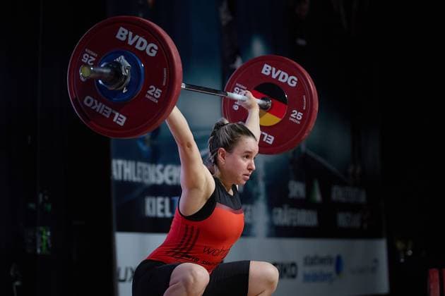 Celina Schoensiegel (SV Germania Obrigheim) Reissen GER, Deutsche Mannschaftsmeisterschaft Gewichtheben, Bundesliga-Finale im Gewichtheben, Deutsche Mannschaftsmeisterschaft, 1. Bundesliga, Saison 2024 2025, 26.04.2025 GER, Deutsche Mannschaftsmeisterschaft Gewichtheben, Bundesliga-Finale im Gewichtheben, Deutsche Mannschaftsmeisterschaft, 1. Bundesliga, Saison 2024 2025, 26.04.2025 Heidelberg
