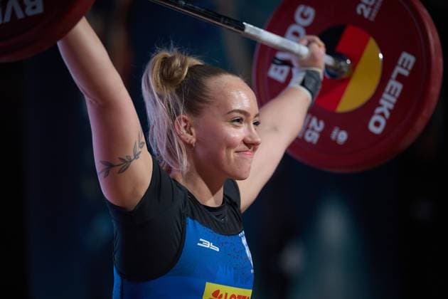 Milena Thiele (AV 03 Speyer) Reissen GER, Deutsche Mannschaftsmeisterschaft Gewichtheben, Bundesliga-Finale im Gewichtheben, Deutsche Mannschaftsmeisterschaft, 1. Bundesliga, Saison 2024 2025, 26.04.2025 GER, Deutsche Mannschaftsmeisterschaft Gewichtheben, Bundesliga-Finale im Gewichtheben, Deutsche Mannschaftsmeisterschaft, 1. Bundesliga, Saison 2024 2025, 26.04.2025 Heidelberg