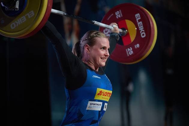 Lisa Marie Schweizer (AV 03 Speyer) Reissen GER, Deutsche Mannschaftsmeisterschaft Gewichtheben, Bundesliga-Finale im Gewichtheben, Deutsche Mannschaftsmeisterschaft, 1. Bundesliga, Saison 2024 2025, 26.04.2025 GER, Deutsche Mannschaftsmeisterschaft Gewichtheben, Bundesliga-Finale im Gewichtheben, Deutsche Mannschaftsmeisterschaft, 1. Bundesliga, Saison 2024 2025, 26.04.2025 Heidelberg