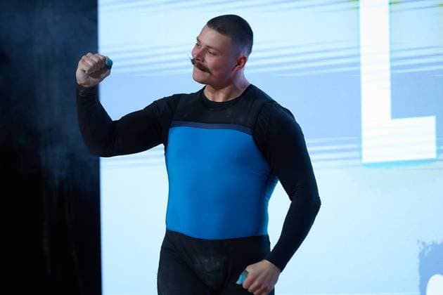 Kurt Perthel (Chemnitzer AC) Reissen, Jubel, Freude GER, Deutsche Mannschaftsmeisterschaft Gewichtheben, Bundesliga-Finale im Gewichtheben, Deutsche Mannschaftsmeisterschaft, 1. Bundesliga, Saison 2024 2025, 26.04.2025 GER, Deutsche Mannschaftsmeisterschaft Gewichtheben, Bundesliga-Finale im Gewichtheben, Deutsche Mannschaftsmeisterschaft, 1. Bundesliga, Saison 2024 2025, 26.04.2025 Heidelberg