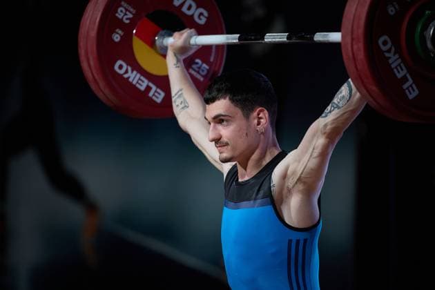 Ivan Dimov (Chemnitzer AC) Reissen GER, Deutsche Mannschaftsmeisterschaft Gewichtheben, Bundesliga-Finale im Gewichtheben, Deutsche Mannschaftsmeisterschaft, 1. Bundesliga, Saison 2024 2025, 26.04.2025 GER, Deutsche Mannschaftsmeisterschaft Gewichtheben, Bundesliga-Finale im Gewichtheben, Deutsche Mannschaftsmeisterschaft, 1. Bundesliga, Saison 2024 2025, 26.04.2025 Heidelberg