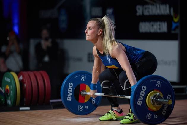 Julia Schwarzbach (AV 03 Speyer) Reissen GER, Deutsche Mannschaftsmeisterschaft Gewichtheben, Bundesliga-Finale im Gewichtheben, Deutsche Mannschaftsmeisterschaft, 1. Bundesliga, Saison 2024 2025, 26.04.2025 GER, Deutsche Mannschaftsmeisterschaft Gewichtheben, Bundesliga-Finale im Gewichtheben, Deutsche Mannschaftsmeisterschaft, 1. Bundesliga, Saison 2024 2025, 26.04.2025 Heidelberg
