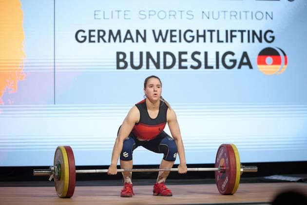 Celina Schoensiegel (SV Germania Obrigheim) GER, Deutsche Mannschaftsmeisterschaft Gewichtheben, Bundesliga-Finale im Gewichtheben, Deutsche Mannschaftsmeisterschaft, 1. Bundesliga, Saison 2024 2025, 26.04.2025 GER, Deutsche Mannschaftsmeisterschaft Gewichtheben, Bundesliga-Finale im Gewichtheben, Deutsche Mannschaftsmeisterschaft, 1. Bundesliga, Saison 2024 2025, 26.04.2025 Heidelberg
