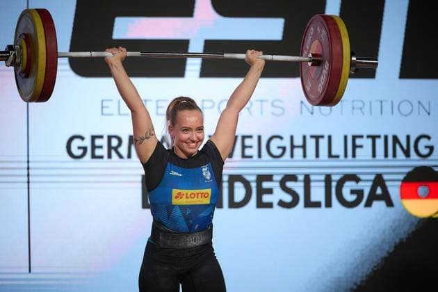 Milena Thiele (AV 03 Speyer) Stossen GER, Deutsche Mannschaftsmeisterschaft Gewichtheben, Bundesliga-Finale im Gewichtheben, Deutsche Mannschaftsmeisterschaft, 1. Bundesliga, Saison 2024 2025, 26.04.2025 GER, Deutsche Mannschaftsmeisterschaft Gewichtheben, Bundesliga-Finale im Gewichtheben, Deutsche Mannschaftsmeisterschaft, 1. Bundesliga, Saison 2024 2025, 26.04.2025 Heidelberg