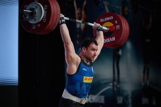 Marin Robu (AV 03 Speyer) Stossen GER, Deutsche Mannschaftsmeisterschaft Gewichtheben, Bundesliga-Finale im Gewichtheben, Deutsche Mannschaftsmeisterschaft, 1. Bundesliga, Saison 2024 2025, 26.04.2025 GER, Deutsche Mannschaftsmeisterschaft Gewichtheben, Bundesliga-Finale im Gewichtheben, Deutsche Mannschaftsmeisterschaft, 1. Bundesliga, Saison 2024 2025, 26.04.2025 Heidelberg