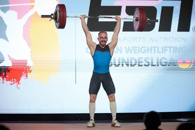 Nikita Drechsel (Chemnitzer AC) Stossen GER, Deutsche Mannschaftsmeisterschaft Gewichtheben, Bundesliga-Finale im Gewichtheben, Deutsche Mannschaftsmeisterschaft, 1. Bundesliga, Saison 2024 2025, 26.04.2025 GER, Deutsche Mannschaftsmeisterschaft Gewichtheben, Bundesliga-Finale im Gewichtheben, Deutsche Mannschaftsmeisterschaft, 1. Bundesliga, Saison 2024 2025, 26.04.2025 Heidelberg