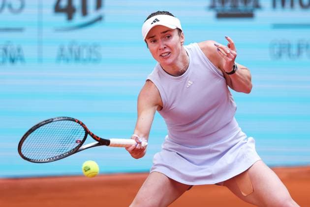 April 29, 2025, Madrid, Madrid, Spain: Elina Svitolina of Ukraine in action against Maria Sakkari of Greece during the Mutua Madrid Open 2025, ATP, Tennis Herren Masters 1000 and WTA, Tennis Damen 1000 tennis tournament, celebrated at Caja Magica on April 29, 2025 in Madrid, Spain. Madrid Spain - ZUMAa181 20250429_zaa_a181_203 Copyright: xIrinaxR.xHipolitox