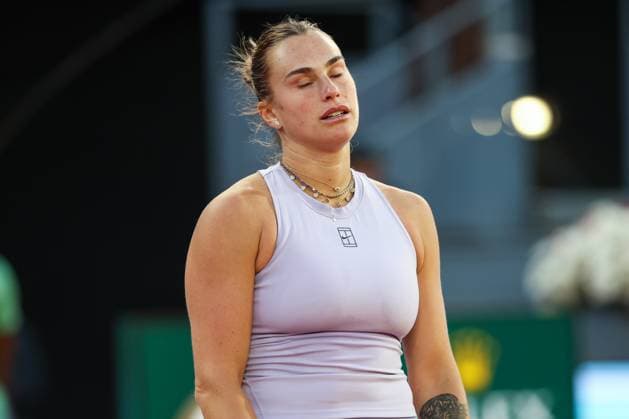April 29, 2025, Madrid, Madrid, Spain: Aryna Sabalenka of Belarus lamenting against Peyton Stearns of USA during the Mutua Madrid Open 2025, ATP, Tennis Herren Masters 1000 and WTA, Tennis Damen 1000 tennis tournament, celebrated at Caja Magica on April 29, 2025 in Madrid, Spain. Madrid Spain - ZUMAa181 20250429_zaa_a181_529 Copyright: xIrinaxR.xHipolitox