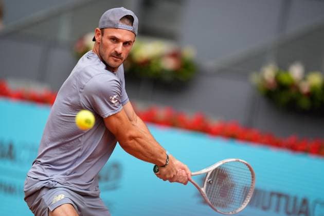 April 30, 2025, Madrid, Madrid, Spain: Tommy Paul of USA plays against Jack Draper of Great Britain during the Mutua Madrid Open 2025, ATP, Tennis Herren Masters 1000 and WTA, Tennis Damen 1000, tennis tournament celebrated at Caja Magica on April 30, 2025 in Madrid, Spain. Madrid Spain - ZUMAa181 20250430_zaa_a181_204 Copyright: xDennisxAgyemanx