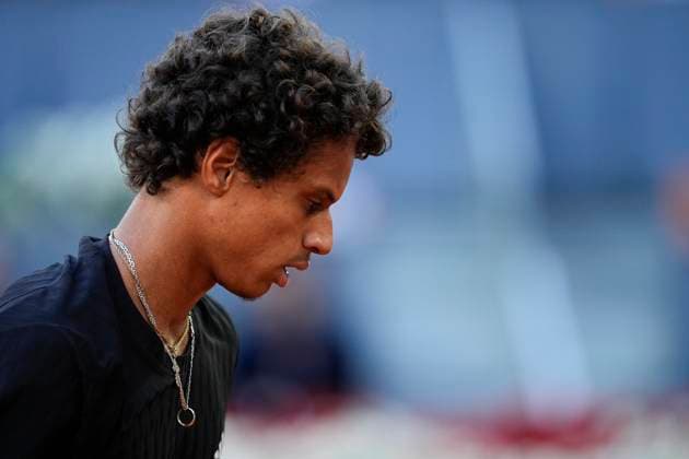 May 1, 2025, Madrid, Madrid, Spain: Gabriel Diallo of Canada in action against Lorenzo Musetti of Italy during the Mutua Madrid Open 2025, ATP, Tennis Herren Masters 1000 and WTA, Tennis Damen 1000 tennis tournament, celebrated at Caja Magica on May 01, 2025 in Madrid, Spain. Madrid Spain - ZUMAa181 20250501_zaa_a181_246 Copyright: xOscarxJ.xBarrosox