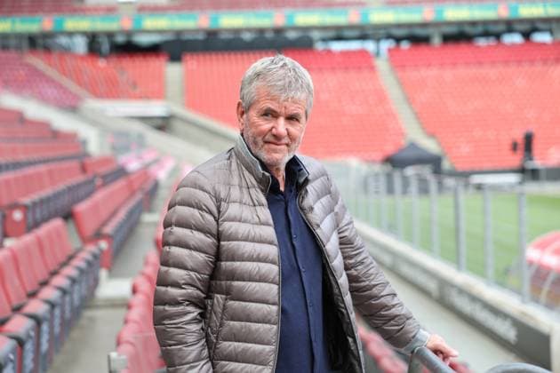 GER, 2.FBL, PK 1. FC Koeln, kurzfristige Trainervorstellung 05.05.2025, Rheinenergie Stadion, Koeln, GER, 2.FBL, PK 1. FC Koeln, kurzfristige Trainervorstellung , im Bild: v.l. Friedhelm Funkel neuer Chefrainer bis Saisonende, Headcoach (1.FC Koeln),