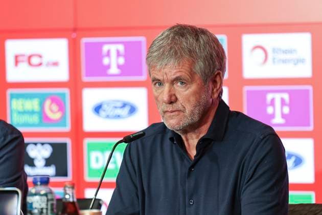 GER, 2.FBL, PK 1. FC Koeln, kurzfristige Trainervorstellung 05.05.2025, Rheinenergie Stadion, Koeln, GER, 2.FBL, PK 1. FC Koeln, kurzfristige Trainervorstellung , im Bild: Friedhelm Funkel neuer Chefrainer bis Saisonende, Headcoach (1.FC Koeln),