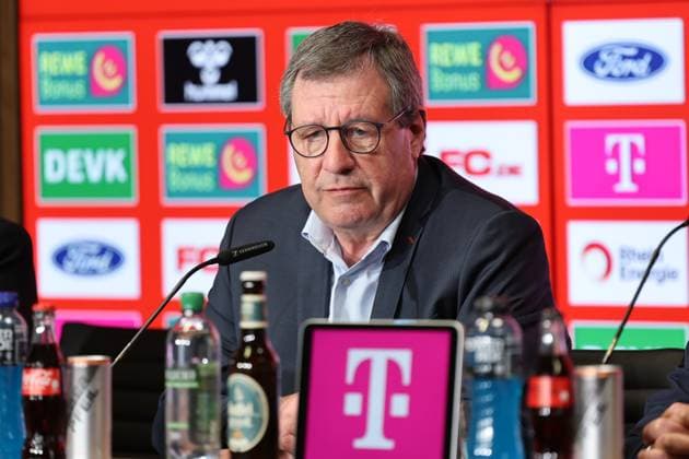 GER, 2.FBL, PK 1. FC Koeln, kurzfristige Trainervorstellung 05.05.2025, Rheinenergie Stadion, Koeln, GER, 2.FBL, PK 1. FC Koeln, kurzfristige Trainervorstellung , im Bild: Dr. Werner Wolf Praesident (1.FC Koeln),