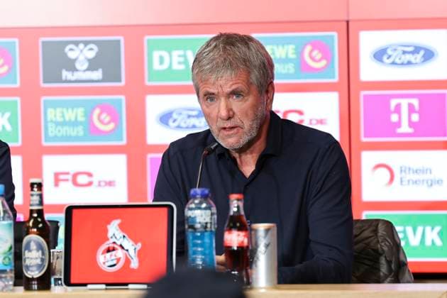 GER, 2.FBL, PK 1. FC Koeln, kurzfristige Trainervorstellung 05.05.2025, Rheinenergie Stadion, Koeln, GER, 2.FBL, PK 1. FC Koeln, kurzfristige Trainervorstellung , im Bild: nach kurzfristiger Entlassung von Trainer Gerhard Struber und Geschäftsführer Keller wird erneut Friedhelm Funkel als Trainer für die beiden letzten Saisonspiele eingesetzt