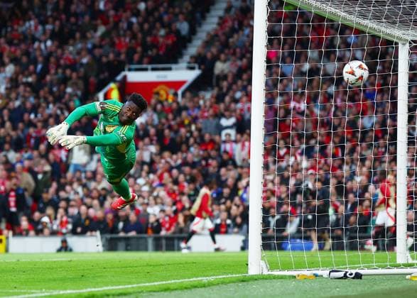Manchester United, ManU goalkeeper Andre Onana fails to stop the opening goal scored by Mikel Jauregizar of Athletic Bilbao 0-1 Manchester United v Athletic Bilbao, UEFA Europa League, Semi Final, Second Leg, Football, Old Trafford, Manchester, UK - 08 May 2025 EDITORIAL USE ONLY No use with unauthorised audio, video, data, fixture lists, club league logos or live services. Online in-match use limited to 120 images, no video emulation. No use in betting, games or single club league player publications. Copyright: xMattxWest Shutterstockx 15288260w