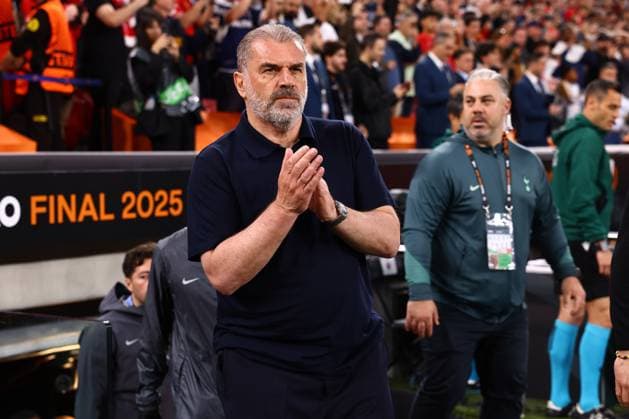 Bilbao, Spain, 21st May 2025. Ange Postecoglou coach of Tottenham during the Tottenham Hotspur vs Manchester United, ManU UEFA Europa League Final match at San Mames, Bilbao. Picture credit should read: David Klein Sportimage EDITORIAL USE ONLY. No use with unauthorised audio, video, data, fixture lists, club league logos or live services. Online in-match use limited to 120 images, no video emulation. No use in betting, games or single club league player publications. SPI_060_DK_Tottenham_Man_Utd SPI-3943-0060