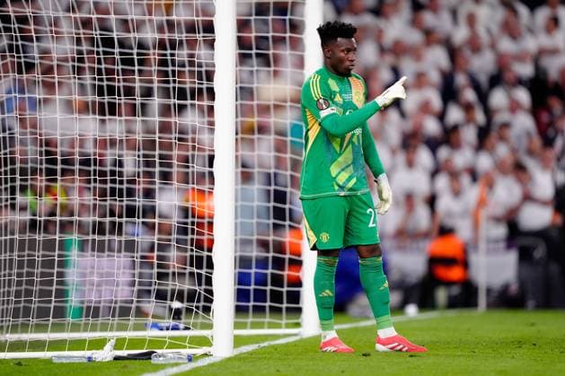 Andre Onana of Manchester United, ManU Tottenham Hotspur v Manchester United, Europa League Final, Football, San Mames Stadium, Bilbao, Spain - 21 May 2025 EDITORIAL USE ONLY No use with unauthorised audio, video, data, fixture lists, club league logos or live services. Online in-match use limited to 120 images, no video emulation. No use in betting, games or single club league player publications. Copyright: xGokhanxTaner Shutterstockx 15312892dk