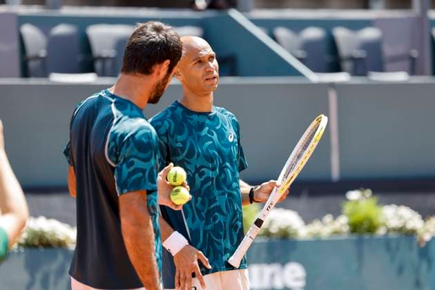 Sadio Doumbia (FRA) und Fabien Reboul (FRA) , Schweiz, Tennis, Gonet Geneva Open ATP, Tennis Herren 250), Final Doppel,2025, Ariel Behar (URU) Joran Vliegen (BEL) vs. Sadio Doumbia (FRA) Fabien Reboul (FRA), 24.05.2025, Parc des Eaux-Vives, Genf, Schweiz Genf Parc des Eaux-Vives Genf Schweiz Copyright: xGrantxHubbsx
