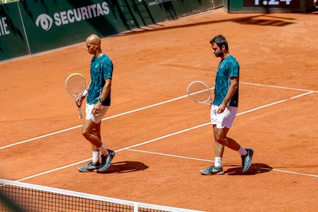 Sadio Doumbia (FRA) und Fabien Reboul (FRA) , Schweiz, Tennis, Gonet Geneva Open ATP, Tennis Herren 250), Final Doppel,2025, Ariel Behar (URU) Joran Vliegen (BEL) vs. Sadio Doumbia (FRA) Fabien Reboul (FRA), 24.05.2025, Parc des Eaux-Vives, Genf, Schweiz Genf Parc des Eaux-Vives Genf Schweiz Copyright: xGrantxHubbsx