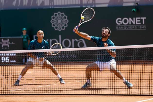 Sadio Doumbia (FRA) und Fabien Reboul (FRA) , Schweiz, Tennis, Gonet Geneva Open ATP, Tennis Herren 250), Final Doppel,2025, Ariel Behar (URU) Joran Vliegen (BEL) vs. Sadio Doumbia (FRA) Fabien Reboul (FRA), 24.05.2025, Parc des Eaux-Vives, Genf, Schweiz Genf Parc des Eaux-Vives Genf Schweiz Copyright: xGrantxHubbsx
