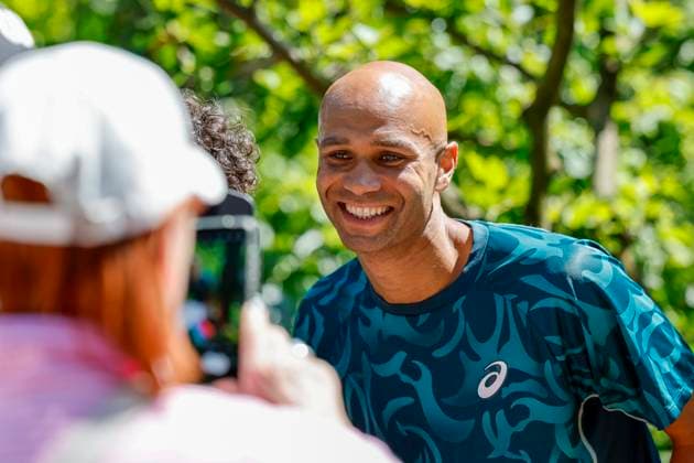 Sadio Doumbia (FRA) bei den Fans , Schweiz, Tennis, Gonet Geneva Open ATP, Tennis Herren 250), Final Doppel,2025, Ariel Behar (URU) Joran Vliegen (BEL) vs. Sadio Doumbia (FRA) Fabien Reboul (FRA), 24.05.2025, Parc des Eaux-Vives, Genf, Schweiz Genf Parc des Eaux-Vives Genf Schweiz Copyright: xGrantxHubbsx