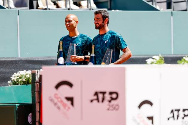 Die Gewinner, Sieger, Fabien Reboul (FRA) und Sadio Doumbia (FRA) , Schweiz, Tennis, Gonet Geneva Open ATP, Tennis Herren 250), Final Doppel,2025, Ariel Behar (URU) Joran Vliegen (BEL) vs. Sadio Doumbia (FRA) Fabien Reboul (FRA), 24.05.2025, Parc des Eaux-Vives, Genf, Schweiz Genf Parc des Eaux-Vives Genf Schweiz Copyright: xGrantxHubbsx