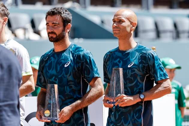 Die Gewinner, Sieger, Fabien Reboul (FRA) und Sadio Doumbia (FRA) , Schweiz, Tennis, Gonet Geneva Open ATP, Tennis Herren 250), Final Doppel,2025, Ariel Behar (URU) Joran Vliegen (BEL) vs. Sadio Doumbia (FRA) Fabien Reboul (FRA), 24.05.2025, Parc des Eaux-Vives, Genf, Schweiz Genf Parc des Eaux-Vives Genf Schweiz Copyright: xGrantxHubbsx