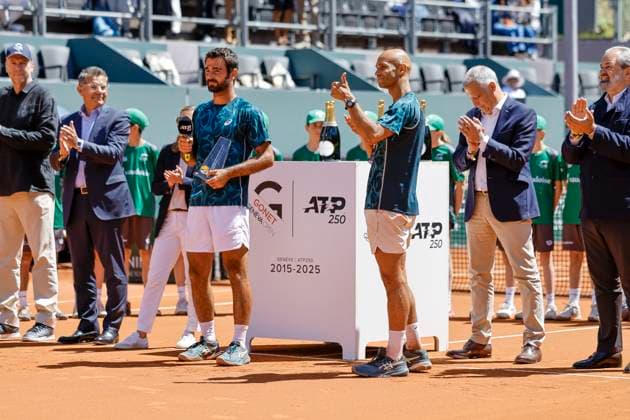 Die Gewinner, Sieger, Fabien Reboul (FRA) und Sadio Doumbia (FRA) , Schweiz, Tennis, Gonet Geneva Open ATP, Tennis Herren 250), Final Doppel,2025, Ariel Behar (URU) Joran Vliegen (BEL) vs. Sadio Doumbia (FRA) Fabien Reboul (FRA), 24.05.2025, Parc des Eaux-Vives, Genf, Schweiz Genf Parc des Eaux-Vives Genf Schweiz Copyright: xGrantxHubbsx
