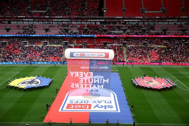Sky Bet Every Minute Matters helium banner AFC Wimbledon v Walsall, EFL Sky Bet League Two, Play-Off Final, Football, Wembley Stadium, London, UK - 26 May 2025 EDITORIAL USE ONLY No use with unauthorised audio, video, data, fixture lists, club league logos or live services. Online in-match use limited to 120 images, no video emulation. No use in betting, games or single club league player publications. Copyright: xIanxTuttle Shutterstockx 15316456bc