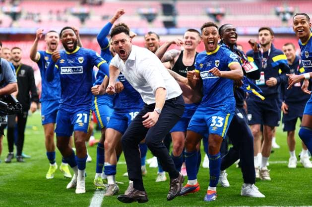 Manager Johnnie Jackson of AFC Wimbledon celebrates at full time AFC Wimbledon v Walsall, EFL Sky Bet League Two, Play-Off Final, Football, Wembley Stadium, London, UK - 26 May 2025 EDITORIAL USE ONLY No use with unauthorised audio, video, data, fixture lists, club league logos or live services. Online in-match use limited to 120 images, no video emulation. No use in betting, games or single club league player publications. Copyright: xJamesxMarsh Shutterstockx 15316457gu