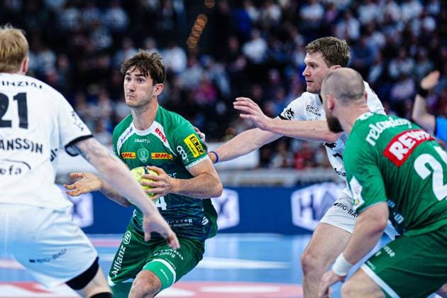 Stephan Seitz (SC DHfK Leipzig, 44), Magnus Landin (THW Kiel, 07) GER, THW Kiel vs. SC DHfK Leipzig, Handball, Bundesliga, Spieltag, 31, Saison 2024 2025, 28.05.2025 GER, THW Kiel vs. SC DHfK Leipzig, Handball, Bundesliga, Spieltag, 31, Saison 2024 2025, 28.05.2025 Kiel Copyright: xEibner-Pressefoto MarcelxvonxFehrnx EP_MFN