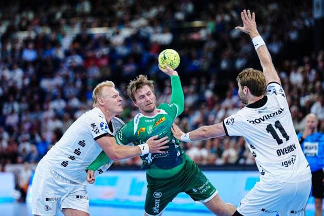 Patrick Wiencek (THW Kiel, 17), Franz Semper (SC DHfK Leipzig, 32), Petter Oeverby (THW Kiel, 11) GER, THW Kiel vs. SC DHfK Leipzig, Handball, Bundesliga, Spieltag, 31, Saison 2024 2025, 28.05.2025 GER, THW Kiel vs. SC DHfK Leipzig, Handball, Bundesliga, Spieltag, 31, Saison 2024 2025, 28.05.2025 Kiel Copyright: xEibner-Pressefoto MarcelxvonxFehrnx EP_MFN