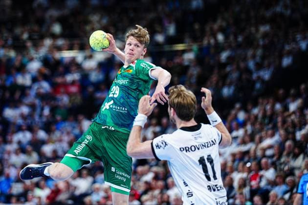 Wurf Tor Friedrich Schmitt (SC DHfK Leipzig, 29) GER, THW Kiel vs. SC DHfK Leipzig, Handball, Bundesliga, Spieltag, 31, Saison 2024 2025, 28.05.2025 GER, THW Kiel vs. SC DHfK Leipzig, Handball, Bundesliga, Spieltag, 31, Saison 2024 2025, 28.05.2025 Kiel Copyright: xEibner-Pressefoto MarcelxvonxFehrnx EP_MFN