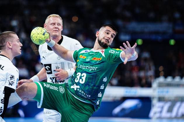 Wurf Tor Luka Rogan (SC DHfK Leipzig, 33) GER, THW Kiel vs. SC DHfK Leipzig, Handball, Bundesliga, Spieltag, 31, Saison 2024 2025, 28.05.2025 GER, THW Kiel vs. SC DHfK Leipzig, Handball, Bundesliga, Spieltag, 31, Saison 2024 2025, 28.05.2025 Kiel Copyright: xEibner-Pressefoto MarcelxvonxFehrnx EP_MFN